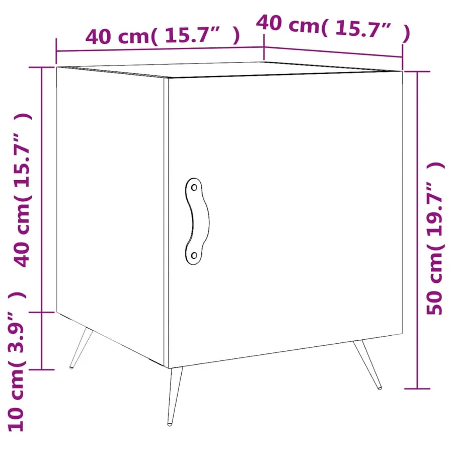Tables de chevet 2 pcs noir 40x40x50 cm bois d’ingénierie - 13