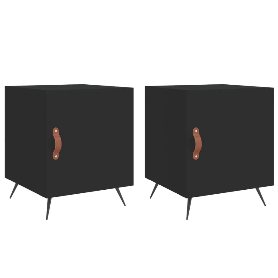 Tables de chevet 2 pcs noir 40x40x50 cm bois d’ingénierie - 2