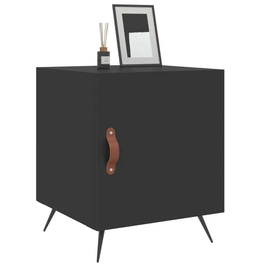 Tables de chevet 2 pcs noir 40x40x50 cm bois d’ingénierie - 4