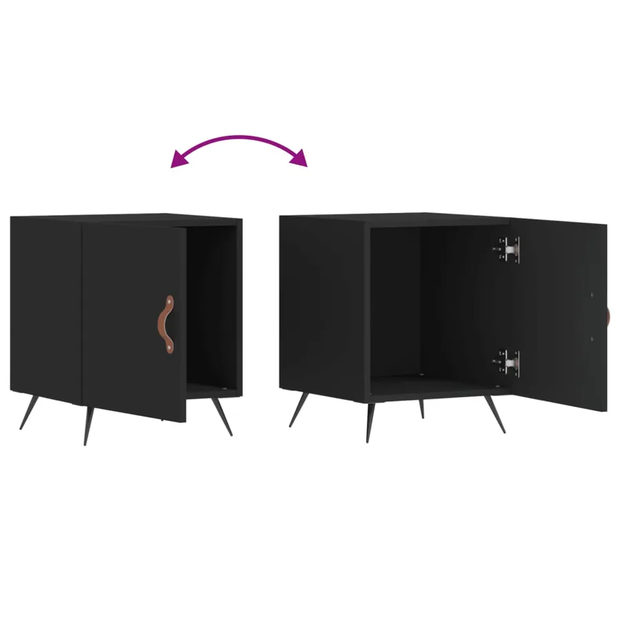 Tables de chevet 2 pcs noir 40x40x50 cm bois d’ingénierie - 9