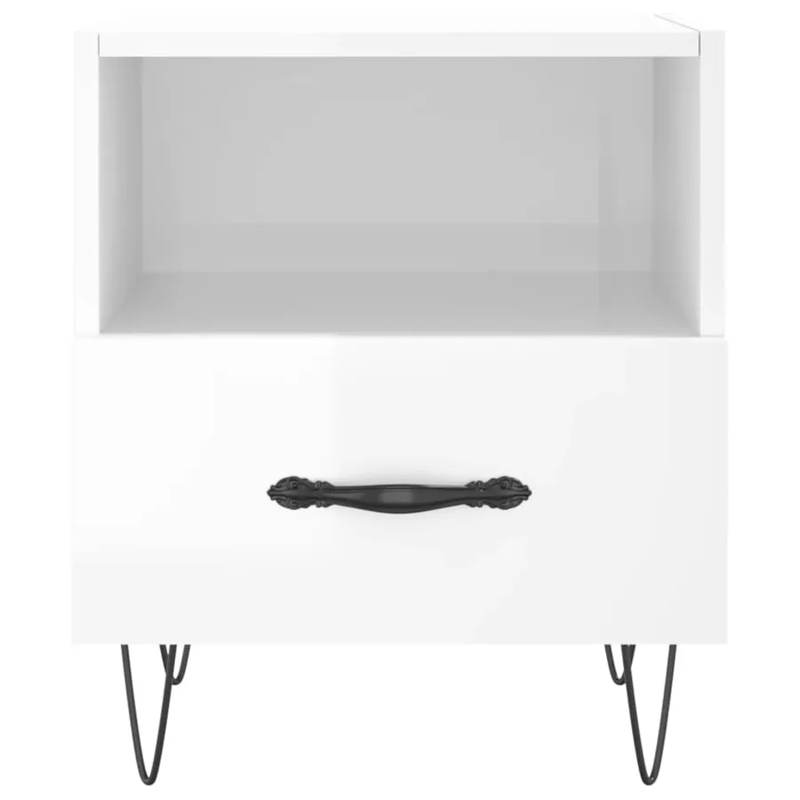 Tables de chevet 2 pcs blanc brillant 40x35x47,5 cm - 7