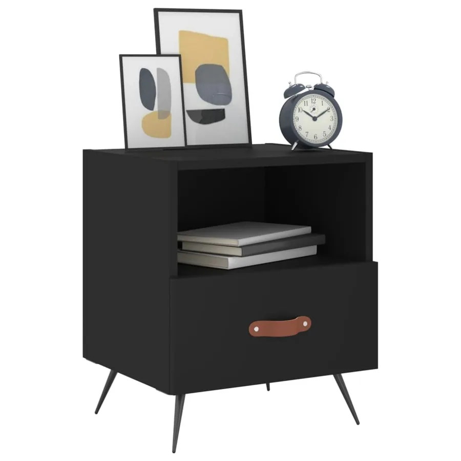 Tables de chevet 2 pcs noir 40x35x47,5 cm bois d’ingénierie - 3