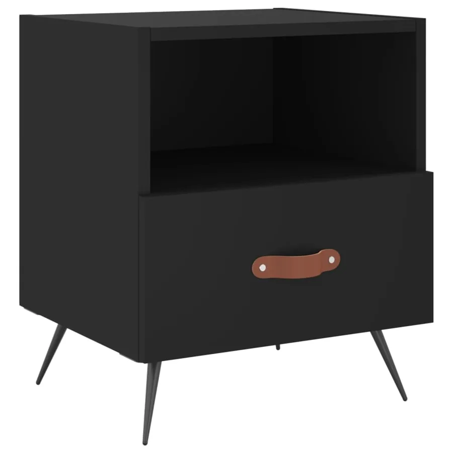 Tables de chevet 2 pcs noir 40x35x47,5 cm bois d’ingénierie - 5