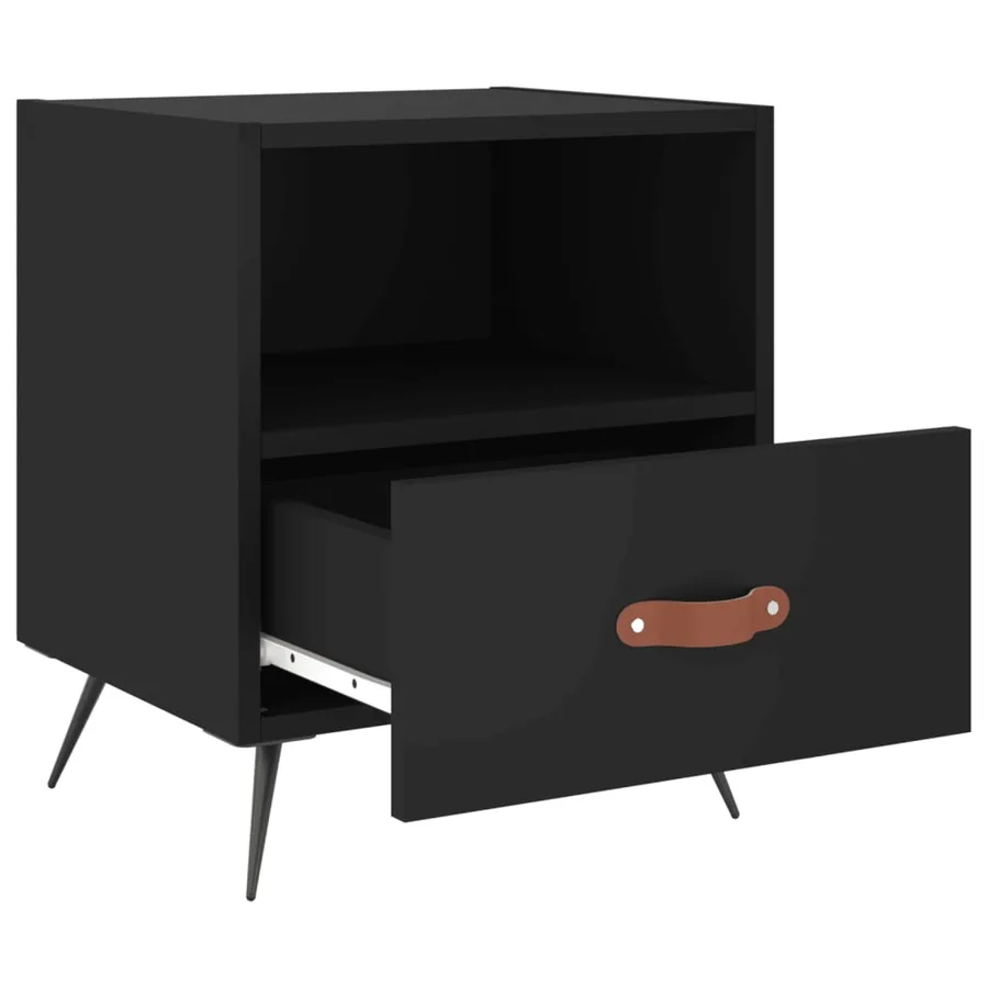 Tables de chevet 2 pcs noir 40x35x47,5 cm bois d’ingénierie - 8