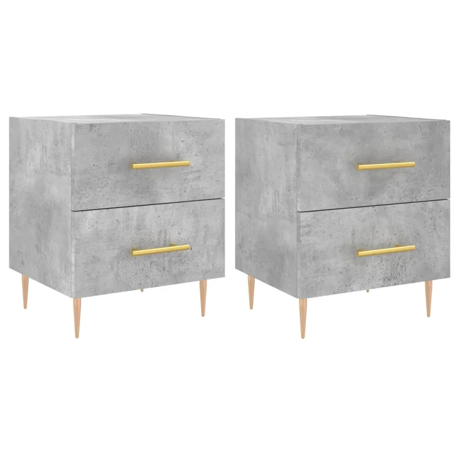 Tables de chevet 2pcs gris béton 40x35x47,5cm bois d’ingénierie - 2
