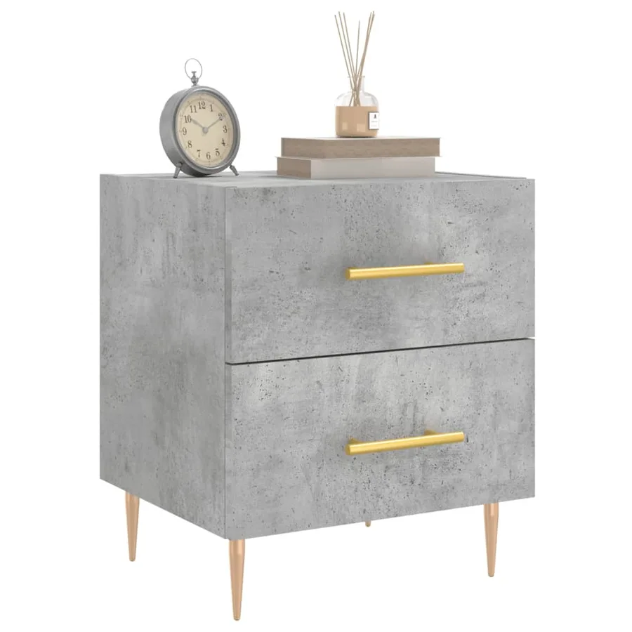 Tables de chevet 2pcs gris béton 40x35x47,5cm bois d’ingénierie - 3