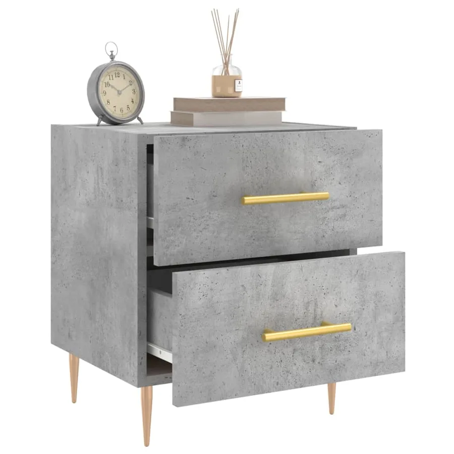 Tables de chevet 2pcs gris béton 40x35x47,5cm bois d’ingénierie - 4
