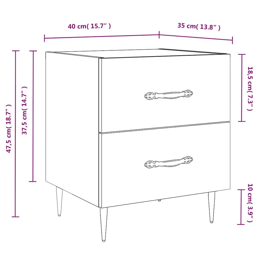 Table de chevet sonoma gris 40x35x47,5 cm bois d’ingénierie - 12