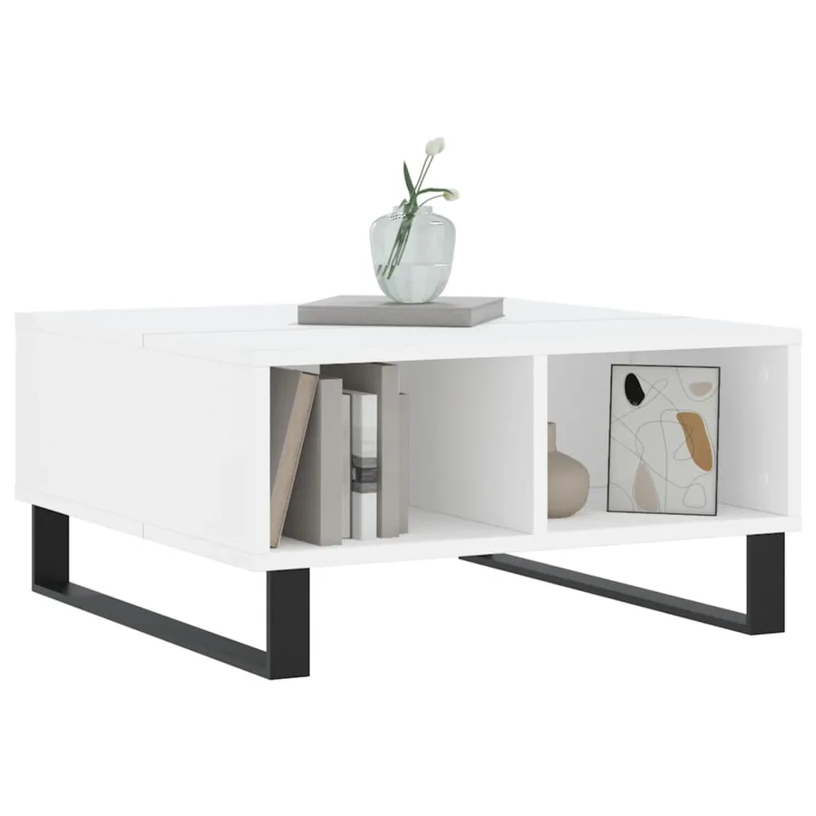 Table basse blanc 60x60x30 cm bois d'ingénierie - 3