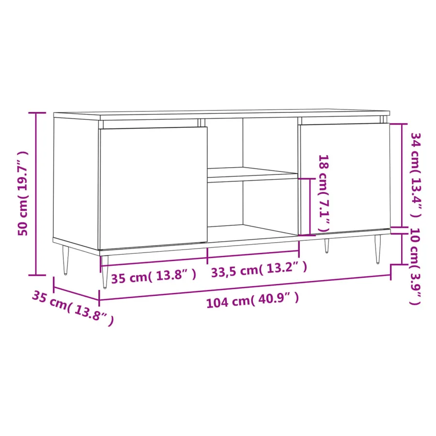 Meuble TV sonoma gris 104x35x50 cm bois d'ingénierie - 11