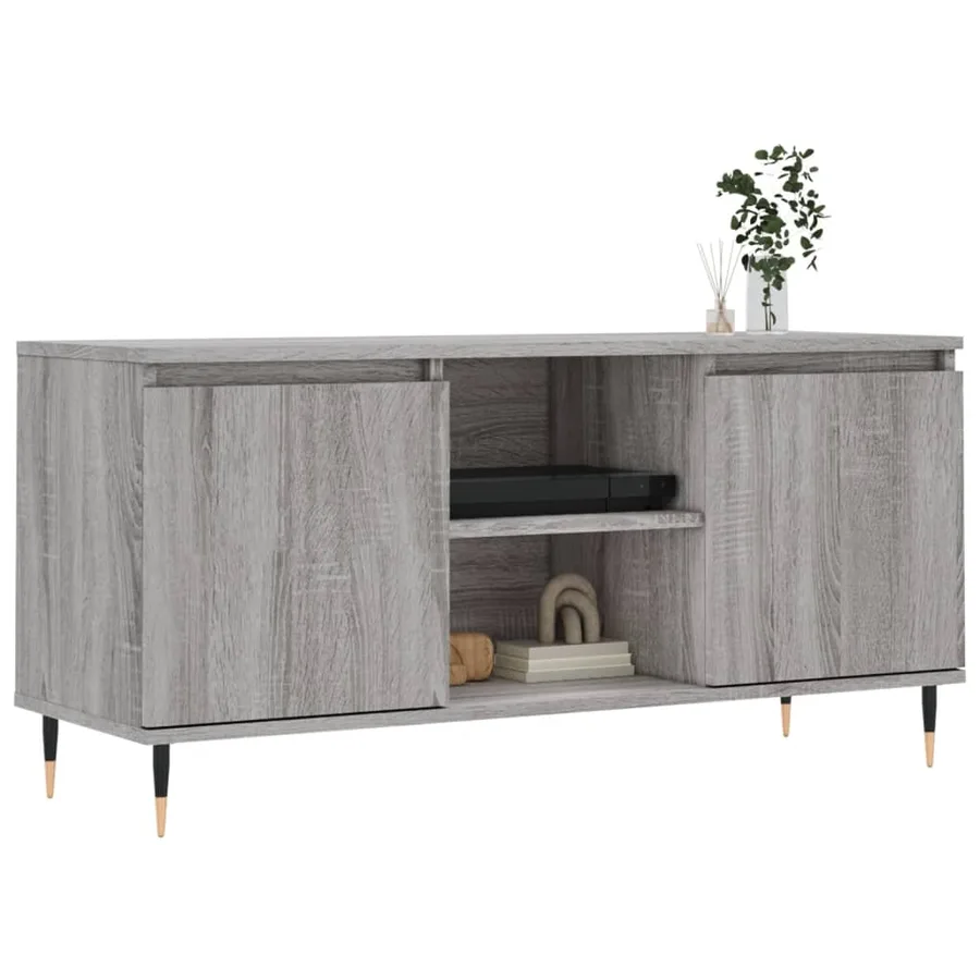 Meuble TV sonoma gris 104x35x50 cm bois d'ingénierie - 3