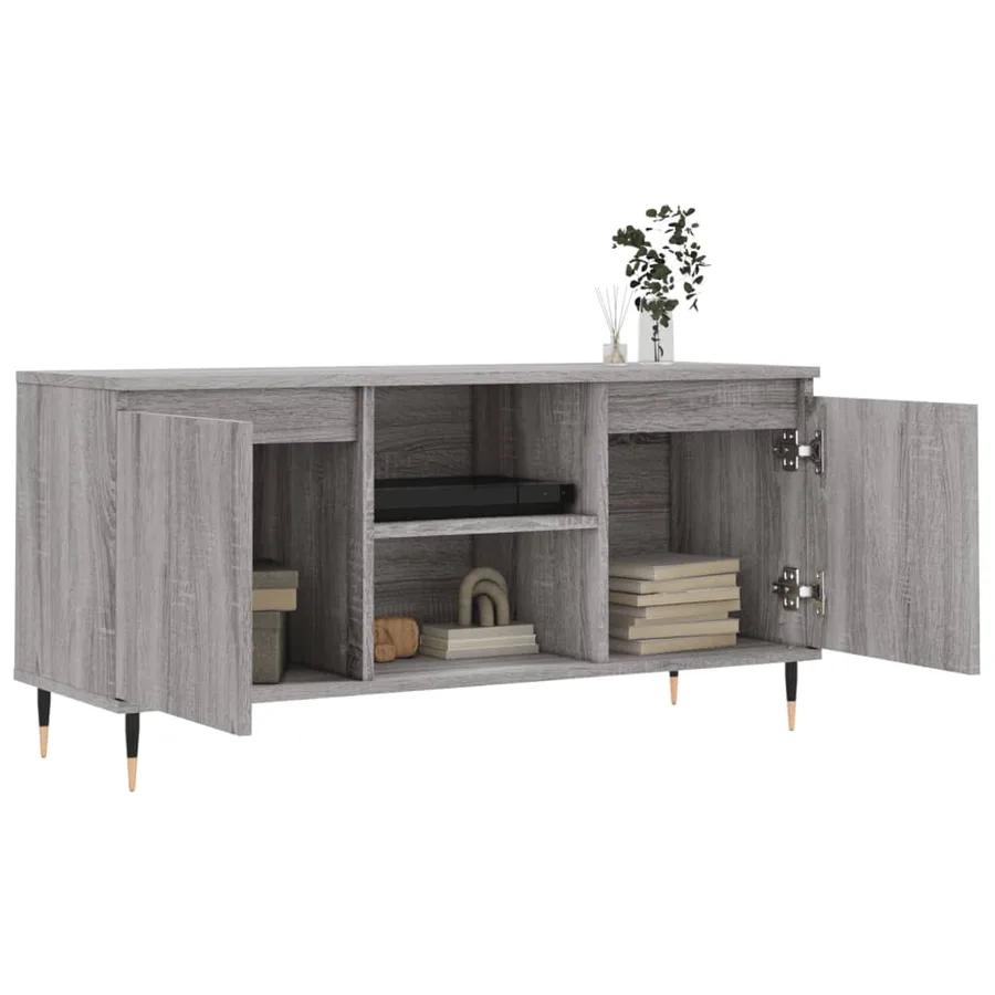 Meuble TV sonoma gris 104x35x50 cm bois d'ingénierie - 4