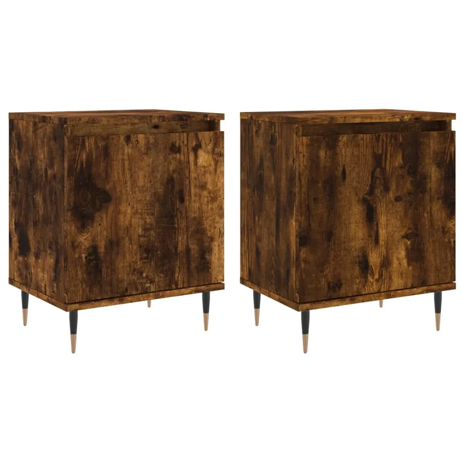 Tables de chevet 2 pcs chêne fumé 40x30x50 cm bois d'ingénierie - 2