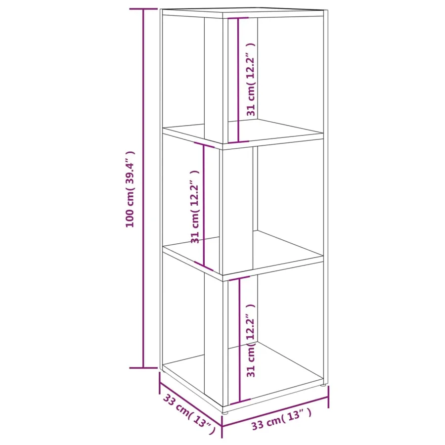 Armoire d'angle Sonoma gris 33x33x100 cm Bois d'ingénierie - 9