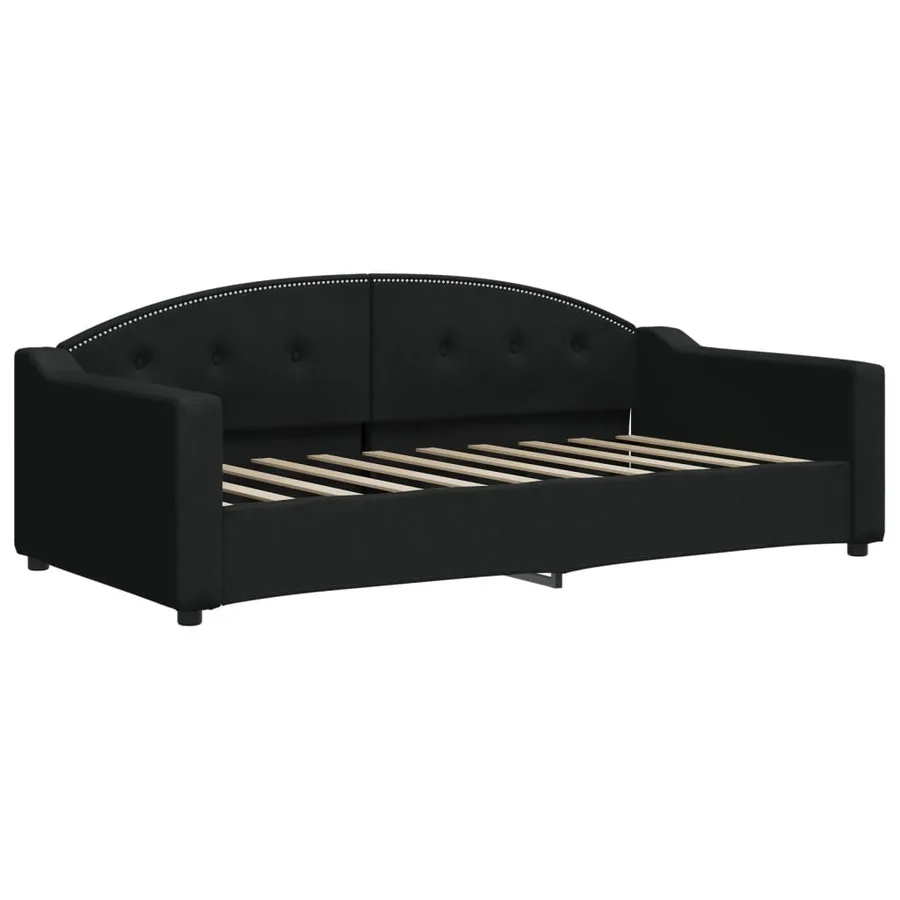 Lit de jour avec matelas noir 90x190 cm tissu - 3