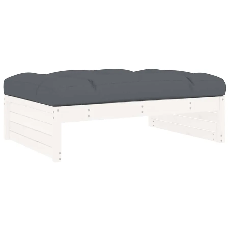 Repose-pied de jardin 120x80 cm blanc bois de pin massif - 2