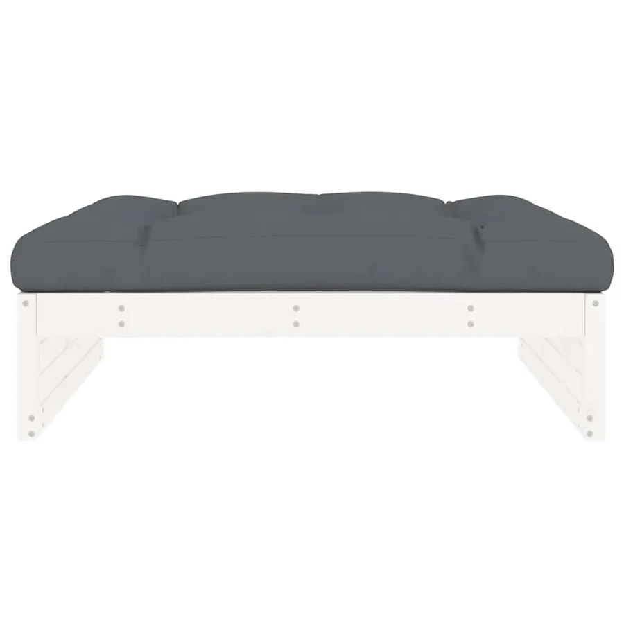 Repose-pied de jardin 120x80 cm blanc bois de pin massif - 3