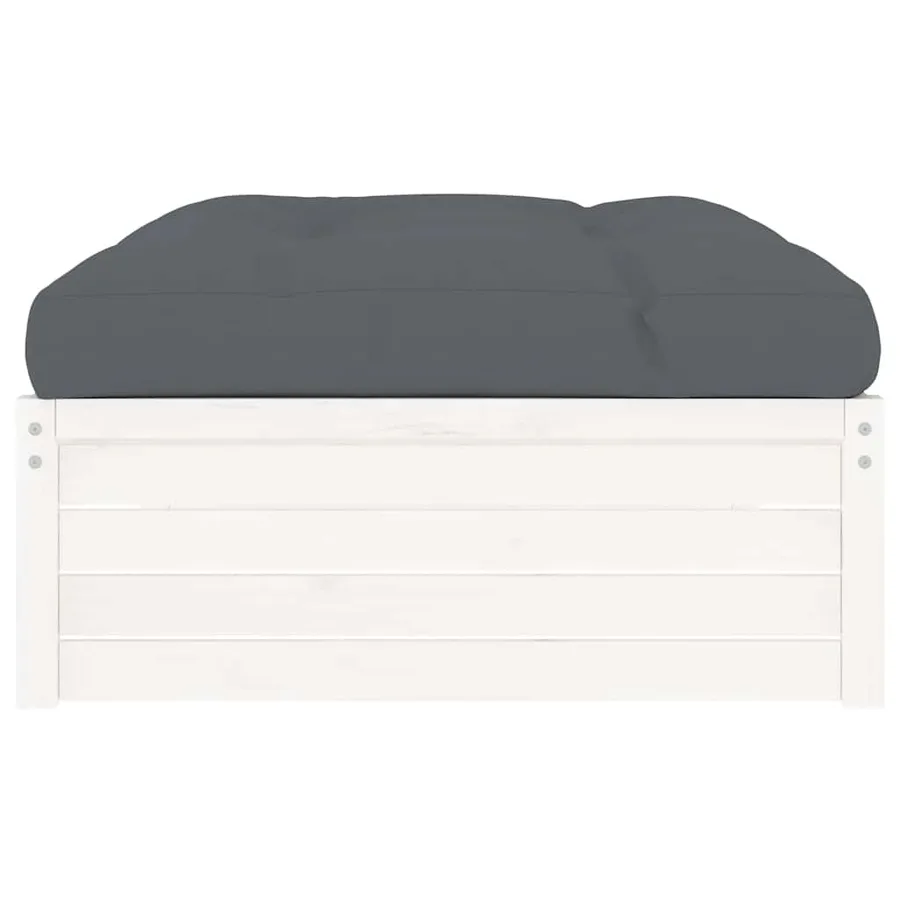 Repose-pied de jardin 120x80 cm blanc bois de pin massif - 5