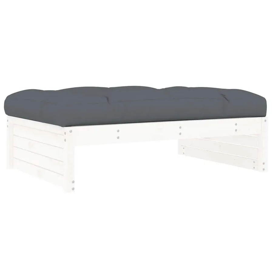 Repose-pied de jardin 120x80 cm blanc bois de pin massif - 6
