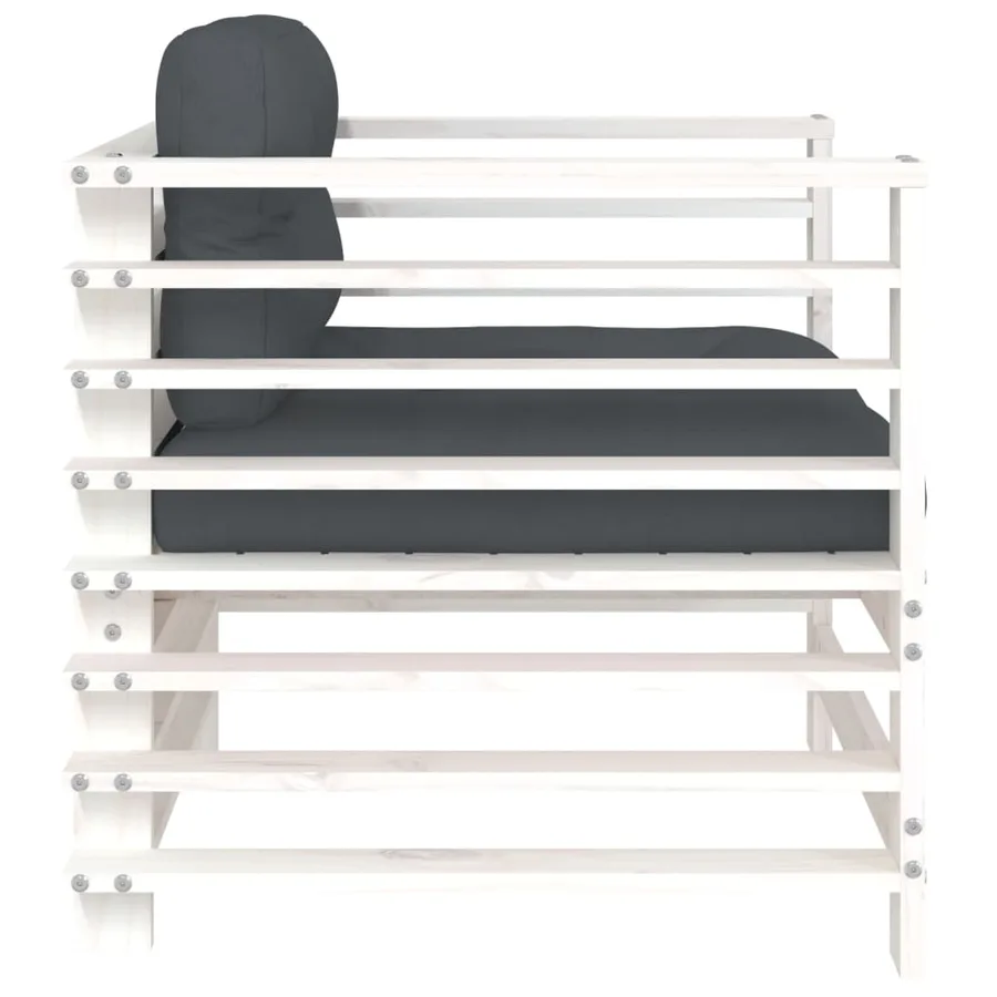 Chaises de jardin et coussins lot de 2 blanc bois de pin massif - 5