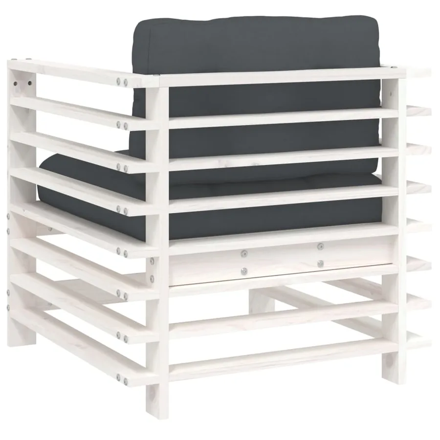 Chaises de jardin et coussins lot de 2 blanc bois de pin massif - 6