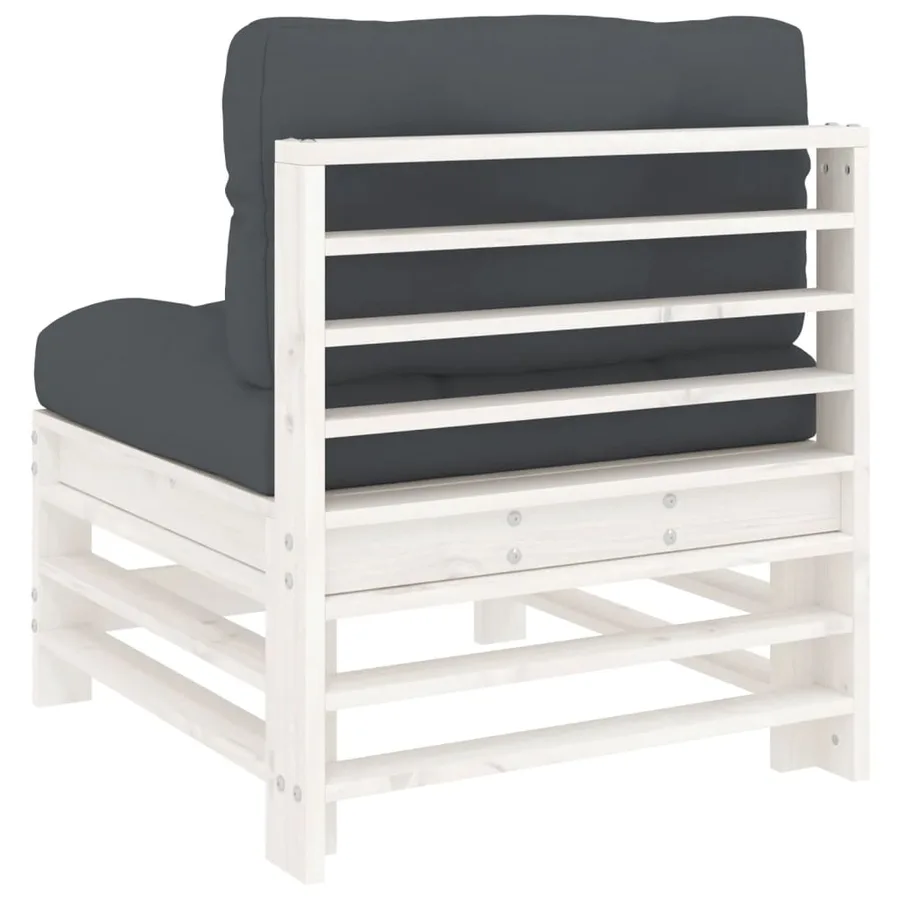 Canapés centraux avec coussins 2 pcs blanc bois de pin massif - 6