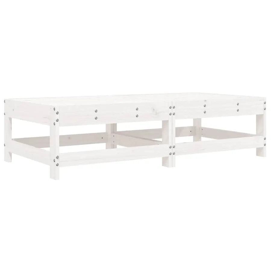Repose-pieds de jardin coussins lot de 2 blanc bois pin massif - 3
