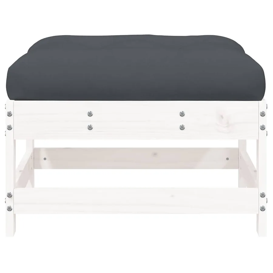 Repose-pieds de jardin coussins lot de 2 blanc bois pin massif - 5