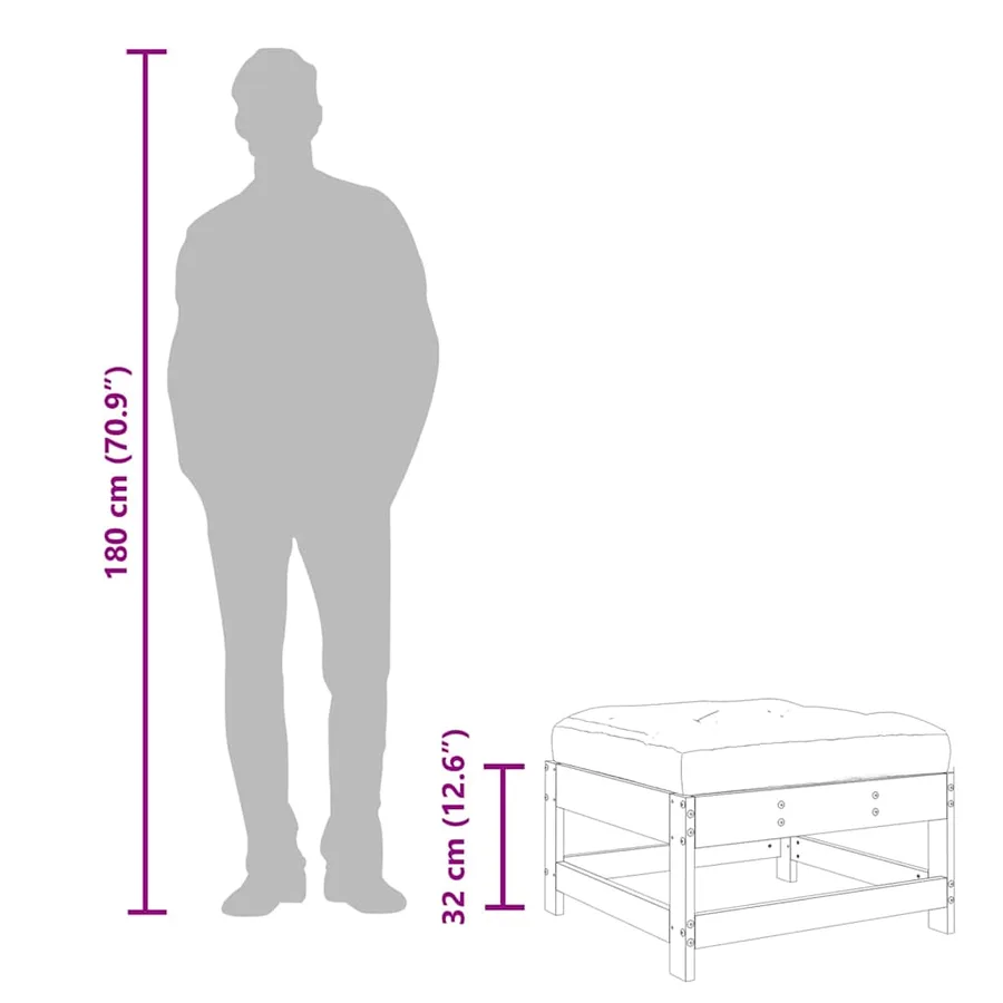 Repose-pieds de jardin coussins lot de 2 blanc bois pin massif - 8