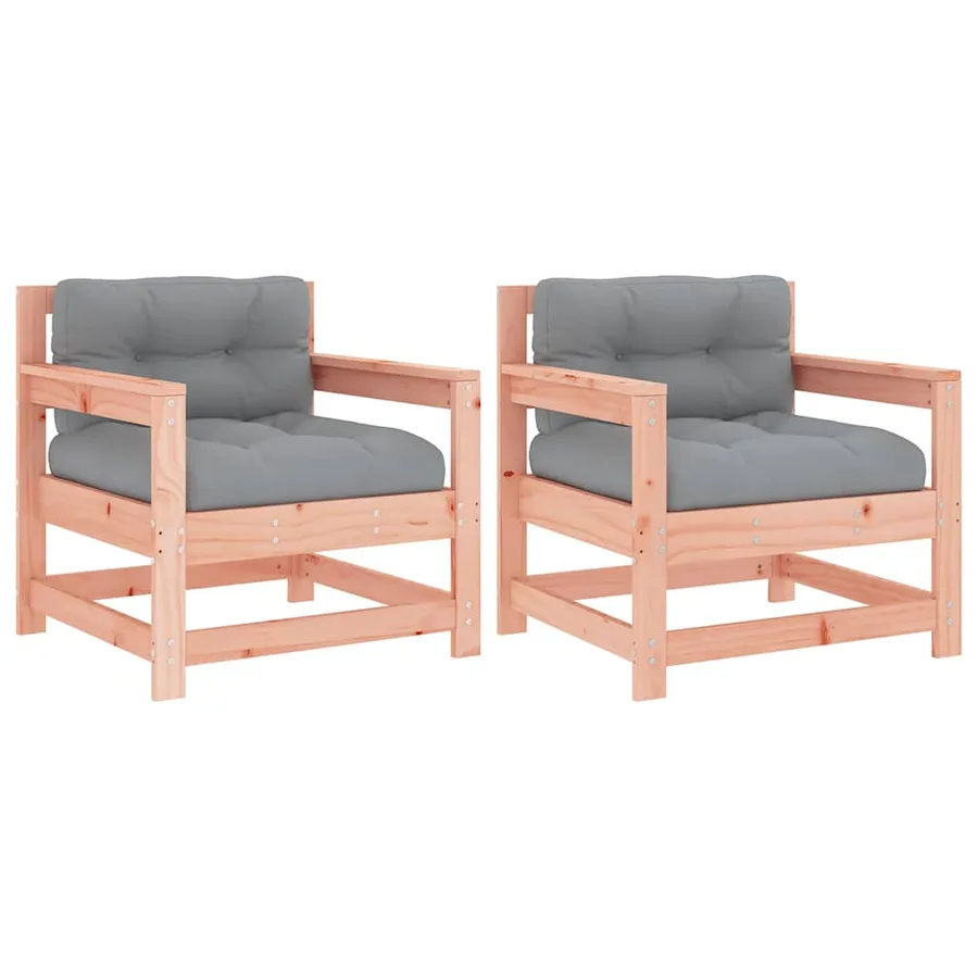 Chaises de jardin avec coussins lot de 2 bois massif douglas - 2