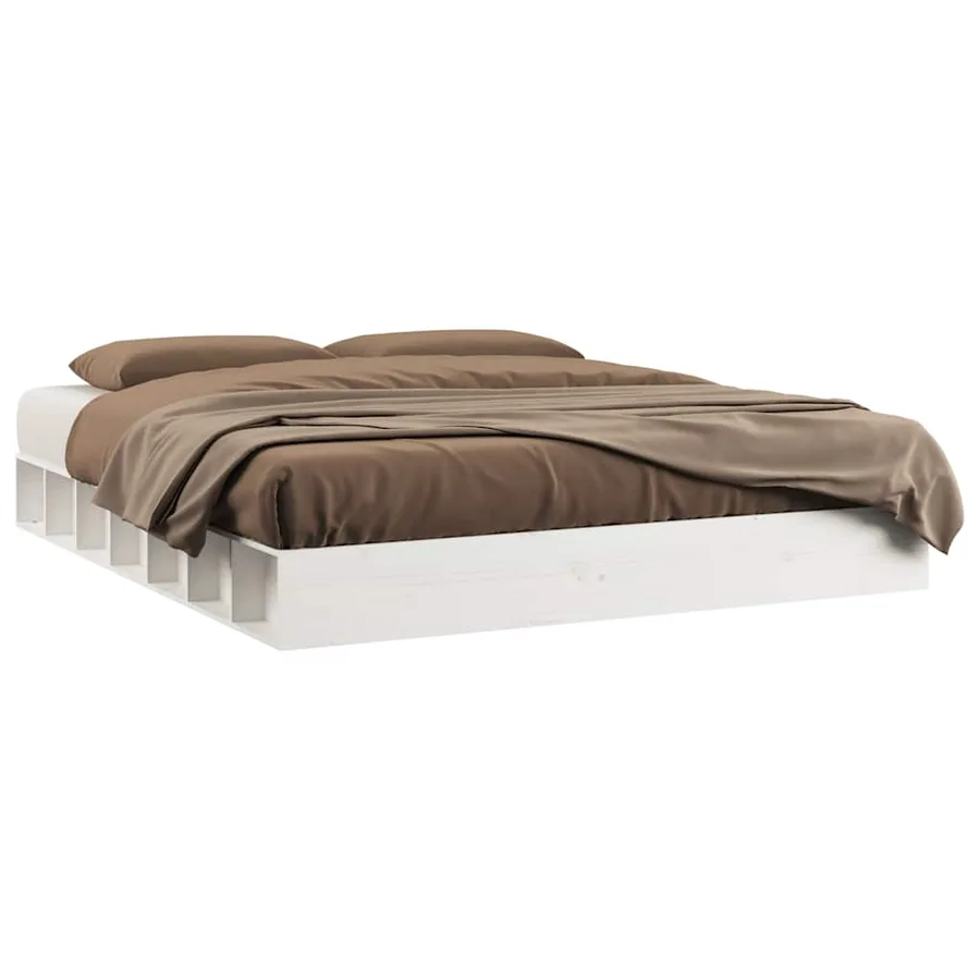 Cadre de lit sans matelas blanc 140x200 cm bois massif - 2