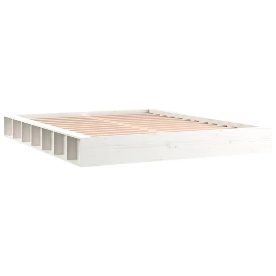 Cadre de lit sans matelas blanc 140x200 cm bois massif - 3