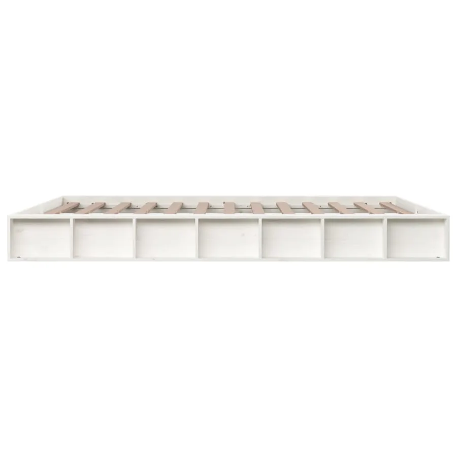 Cadre de lit sans matelas blanc 140x200 cm bois massif - 5