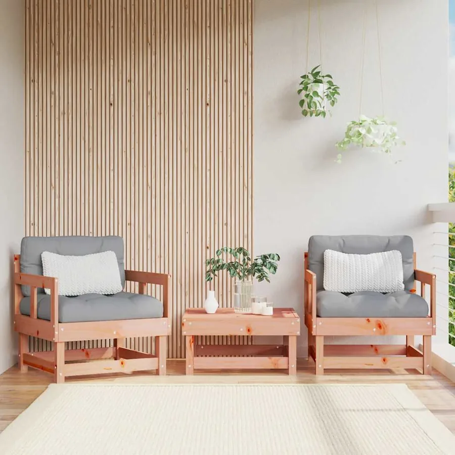 Chaises de jardin avec coussins lot de 2 bois massif douglas
