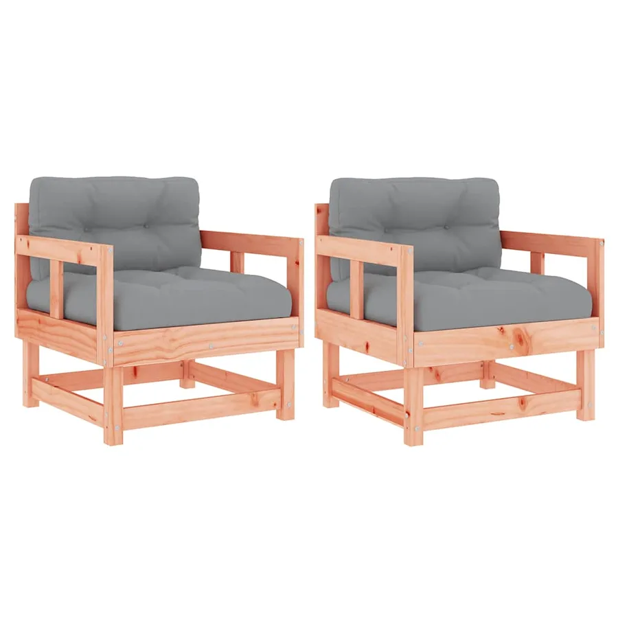 Chaises de jardin avec coussins lot de 2 bois massif douglas - 2