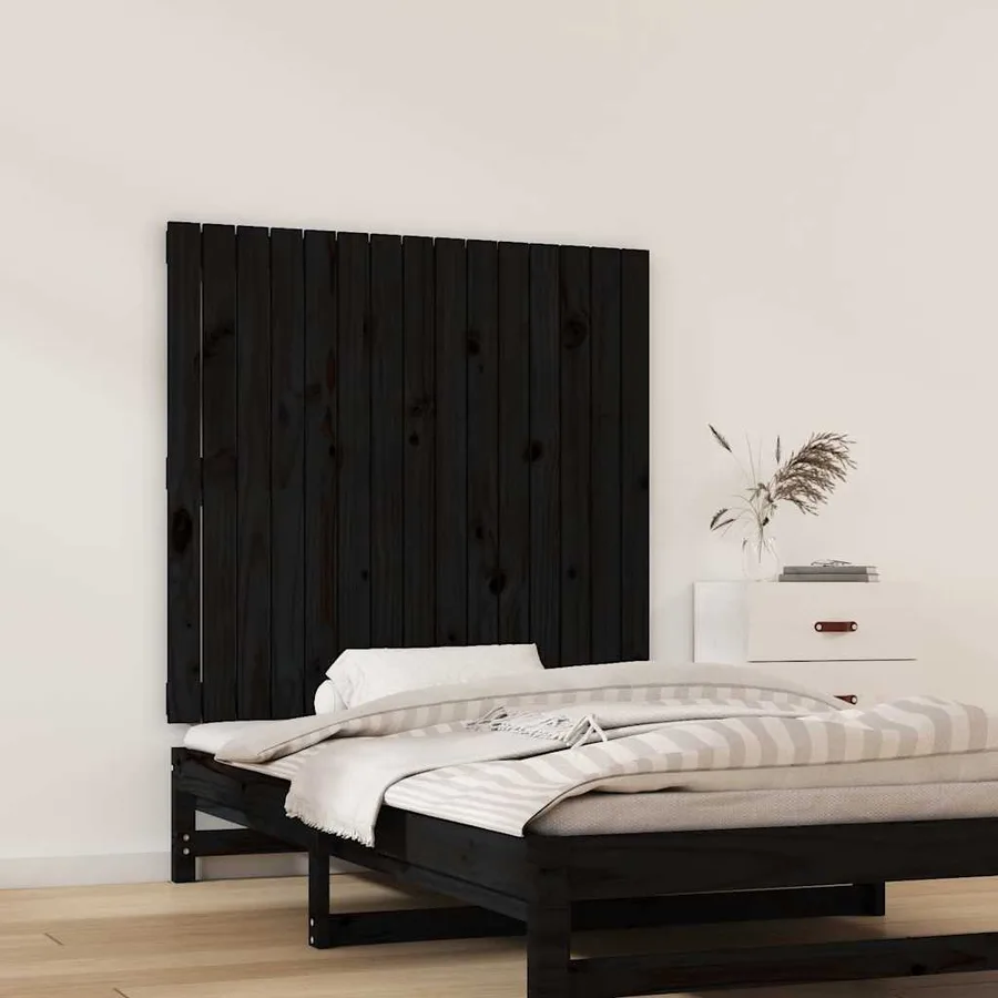 Tête de lit murale Noir 95,5x3x90 cm Bois massif de pin - 3