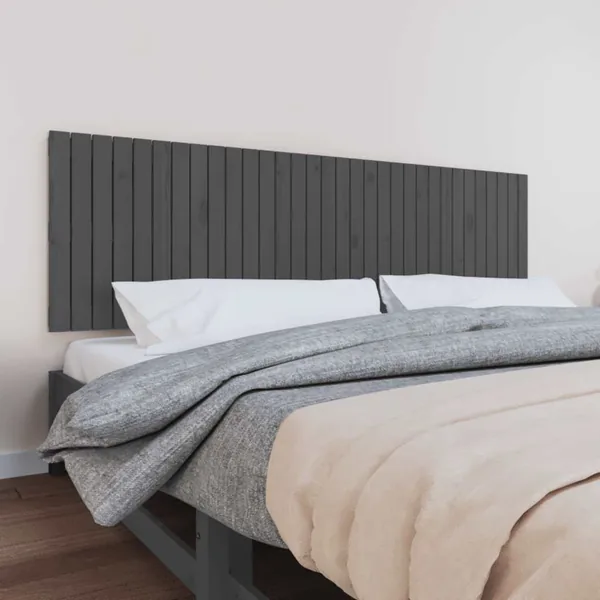 Tête de lit murale Gris 204x3x60 cm Bois massif de pin