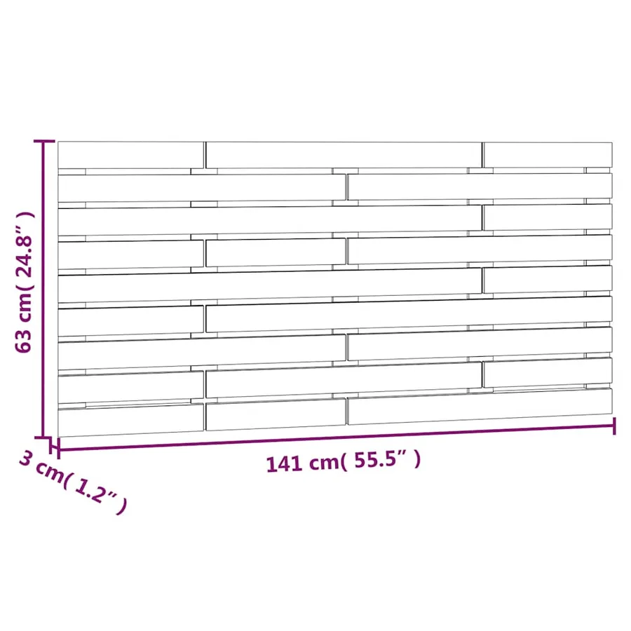 Tête de lit murale Gris 141x3x63 cm Bois massif de pin - 8
