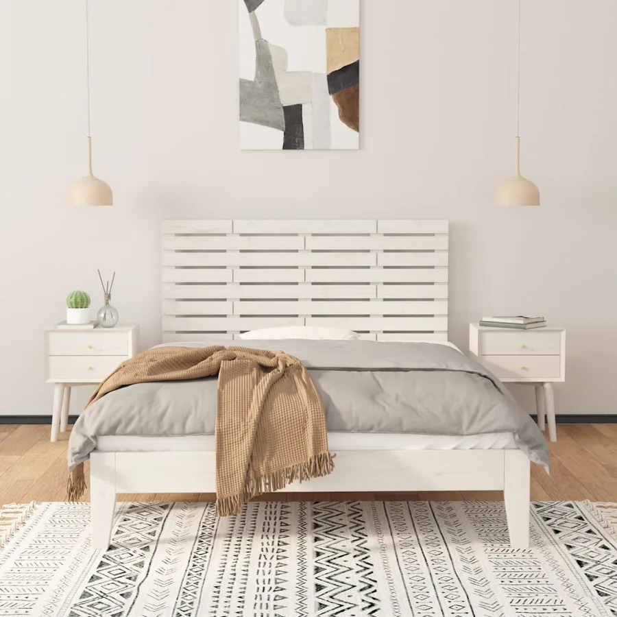 Tête de lit murale Blanc 146x3x63 cm Bois massif de pin - 3