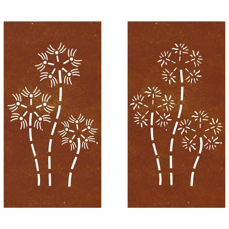Décorations murales de jardin 2pcs 105x55 cm design de fleur - 4