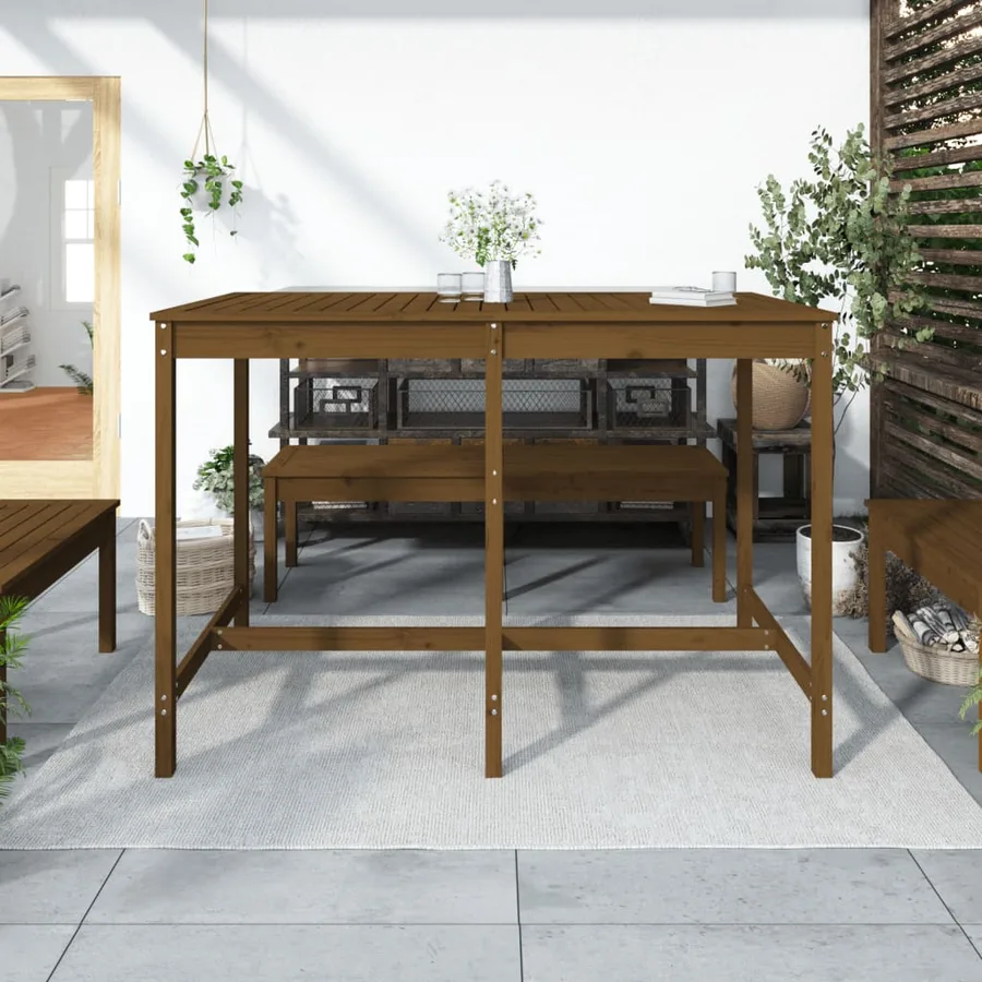 Table de jardin marron miel 159,5x82,5x110cm bois massif de pin - 3