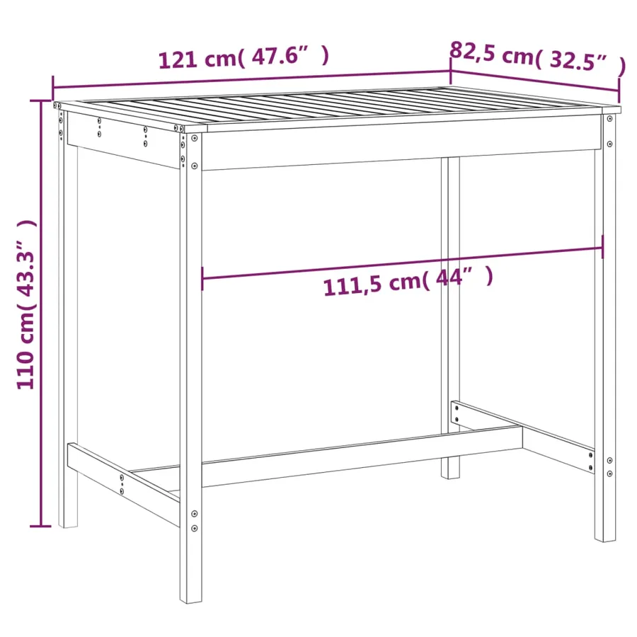 Table de jardin 121x82,5x110 cm bois massif de douglas - 7