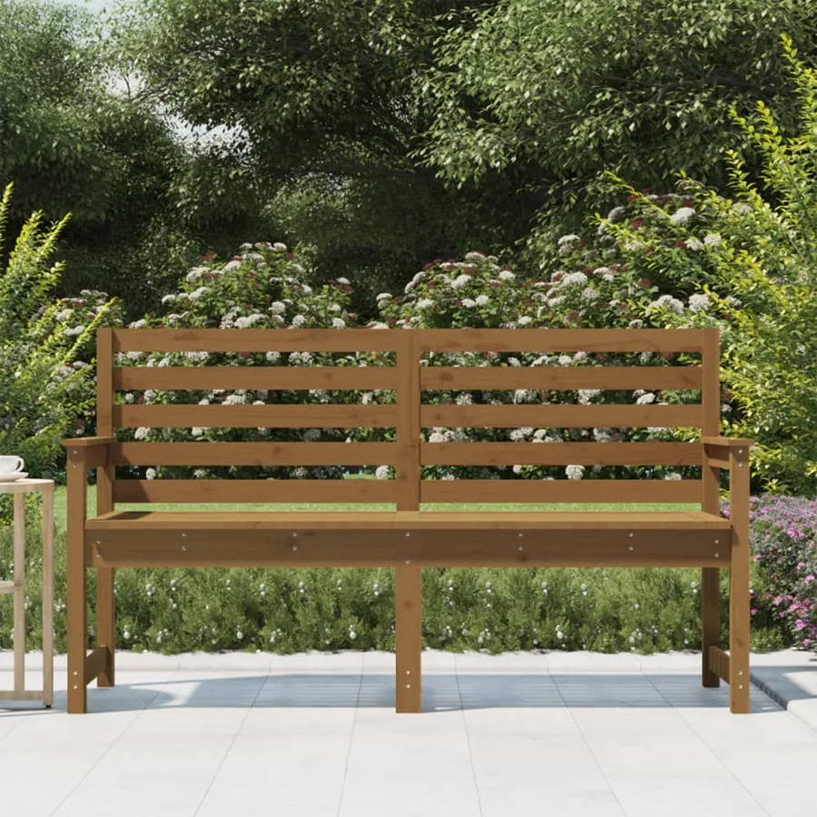 Banc de jardin marron miel 159,5x48x91,5 cm bois de pin massif - 3