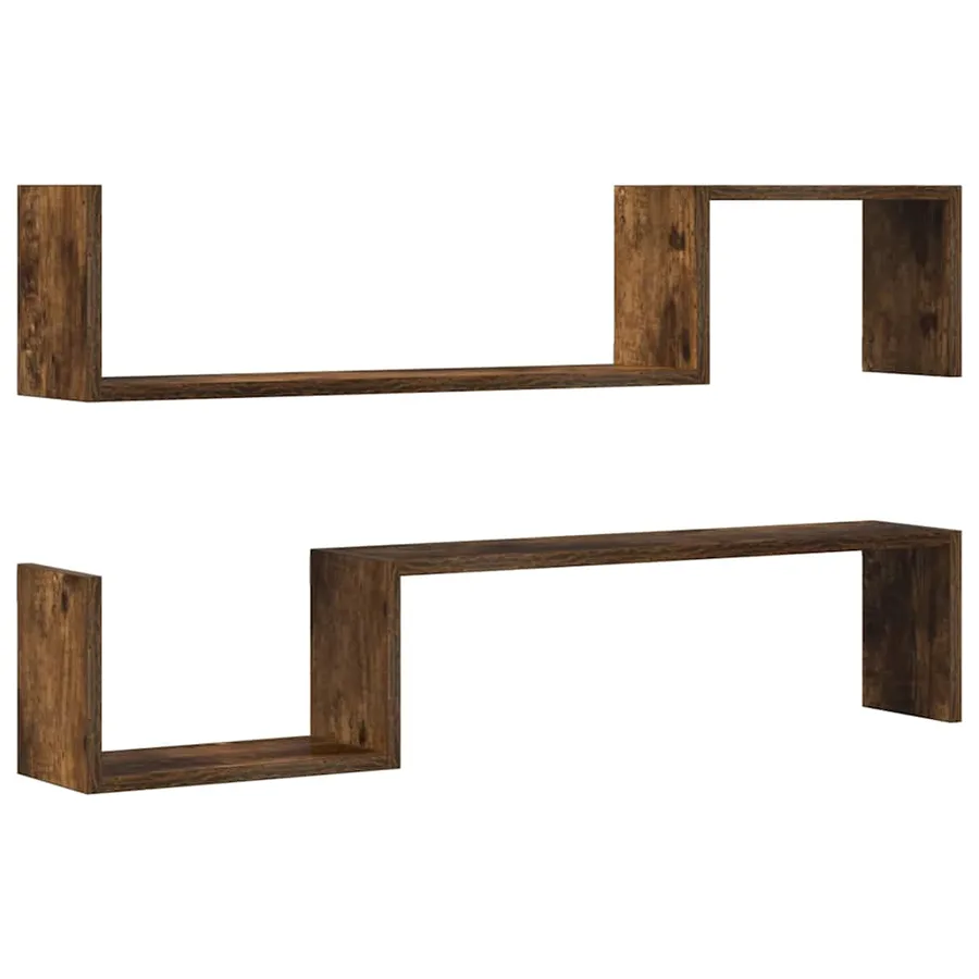 Étagères murales 2 pcs Chêne fumé 100x15x20cm Bois d’ingénierie - 2
