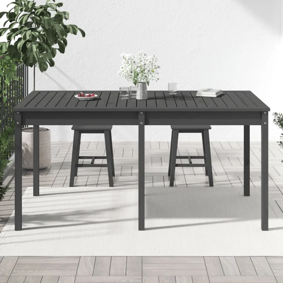 Table de jardin gris 159,5x82,5x76 cm bois massif de pin - 3