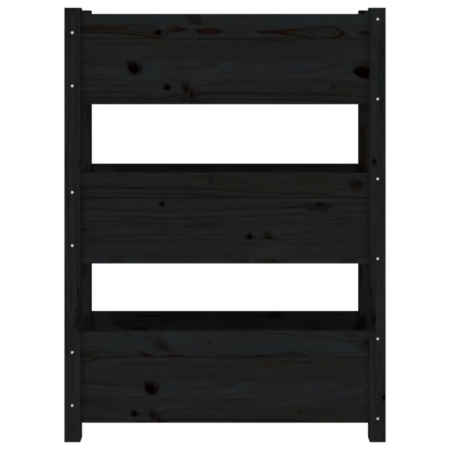 Jardinière Noir 77x25x104,5 cm Bois massif de pin - 5