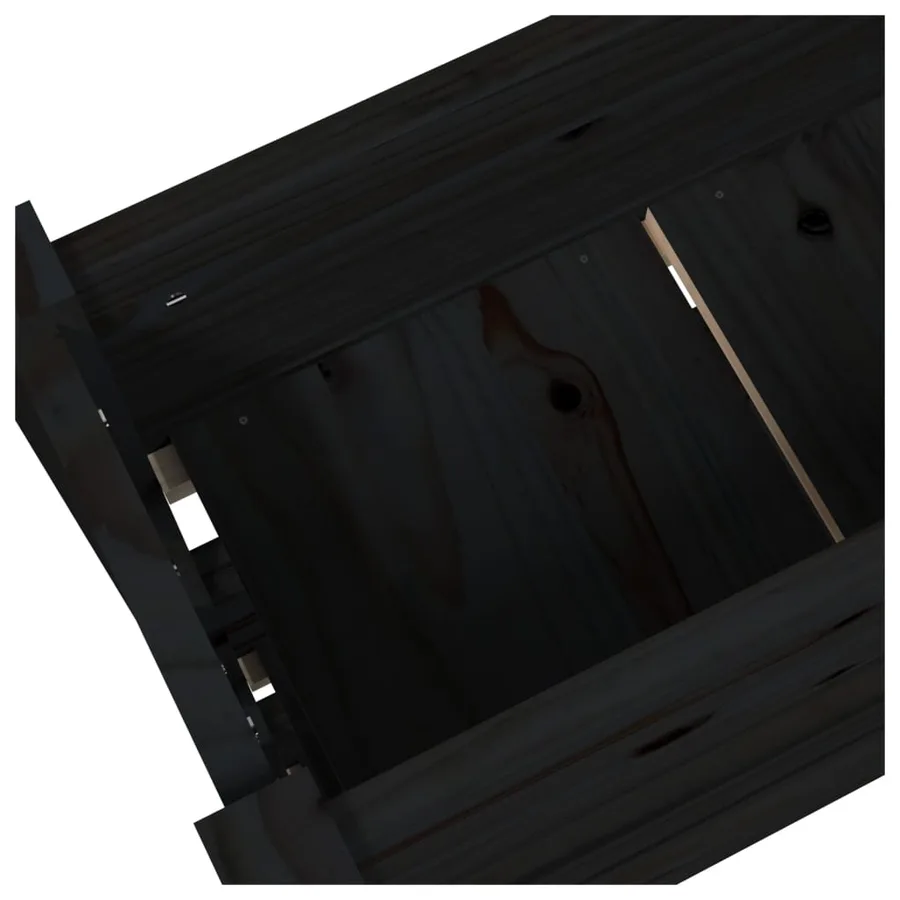 Jardinière Noir 77x25x104,5 cm Bois massif de pin - 7