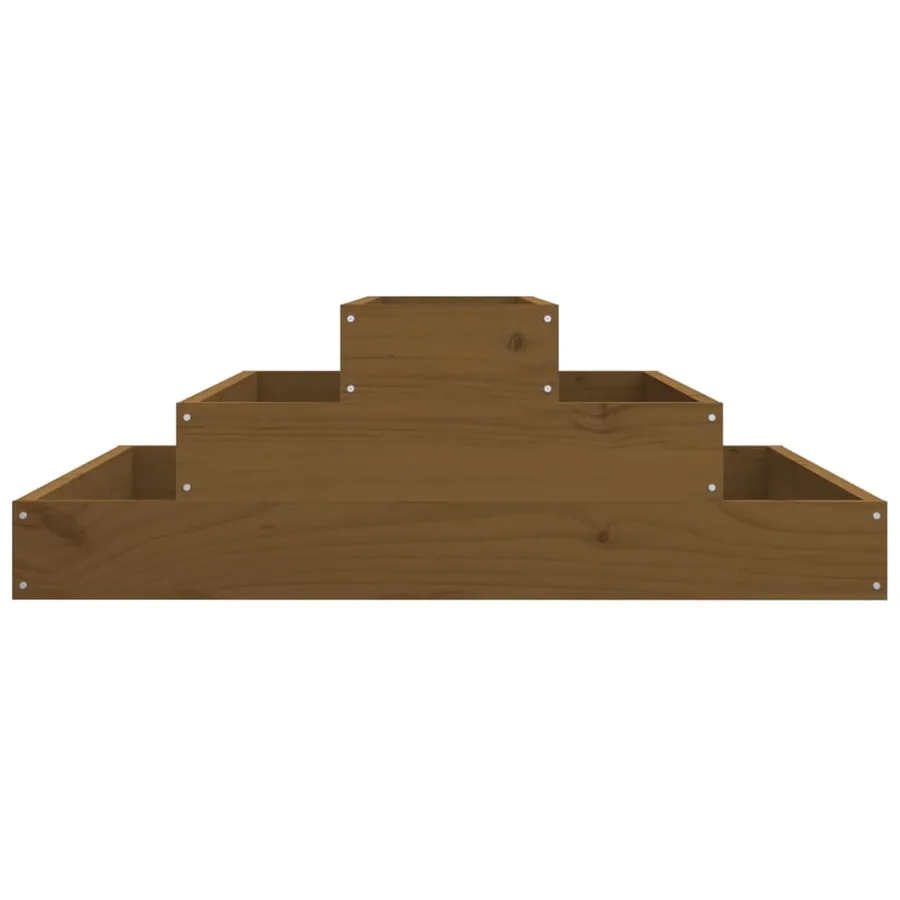Jardinière Marron miel 80x80x27 cm Bois massif de pin - 5
