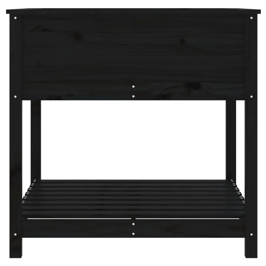 Jardinière avec étagère Noir 82,5x82,5x81 cm Bois massif de pin - 6