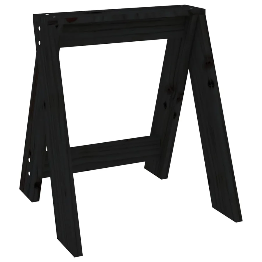 Tabourets lot de 2 noir 40x40x45 cm bois massif de pin - 4